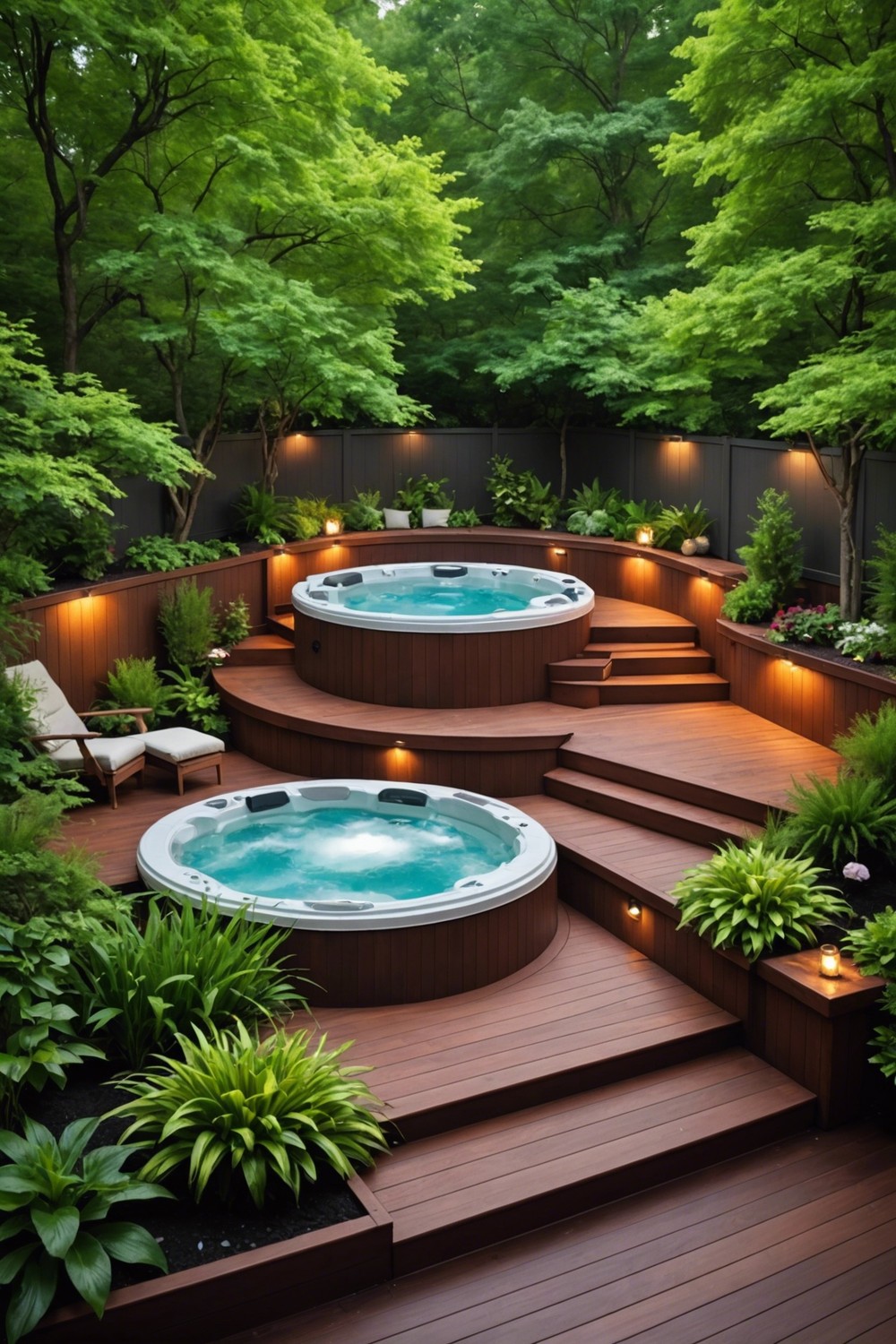 multi level deck with hot tub